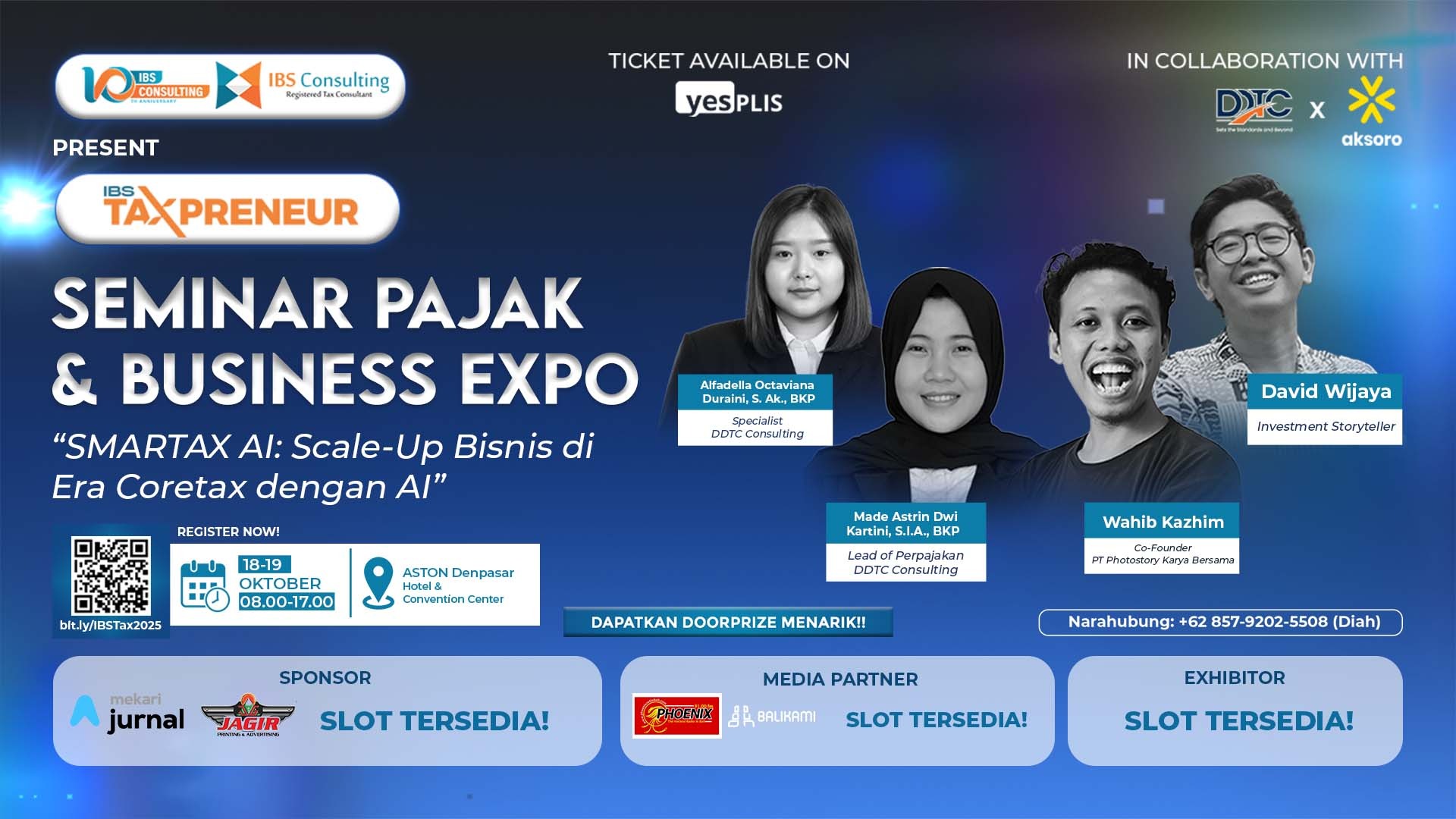 IBS Taxpreneur 2025 di Bali! Pelajari strategi scale-up bisnis dan manajemen pajak di era Coretax dengan AI