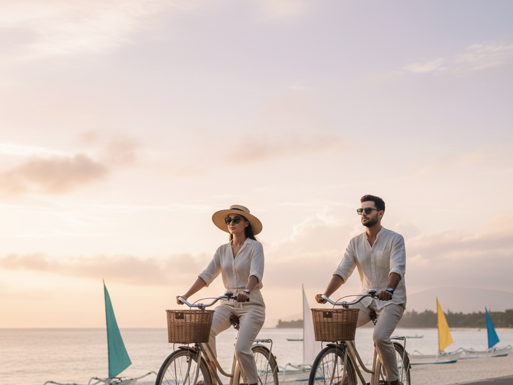 Bersepeda di Pantai Sanur