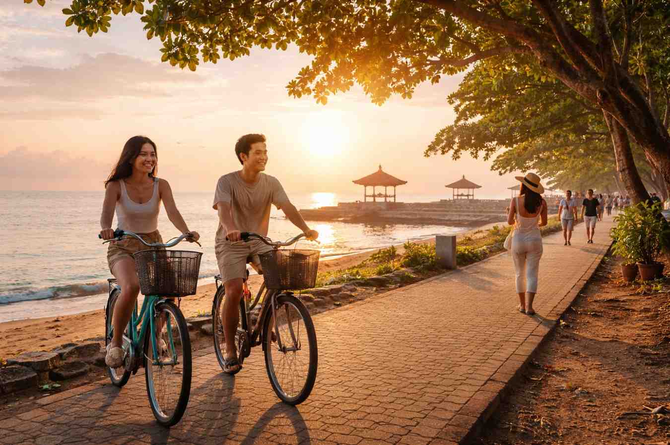 pemandangan di pantai sanur pagi hari