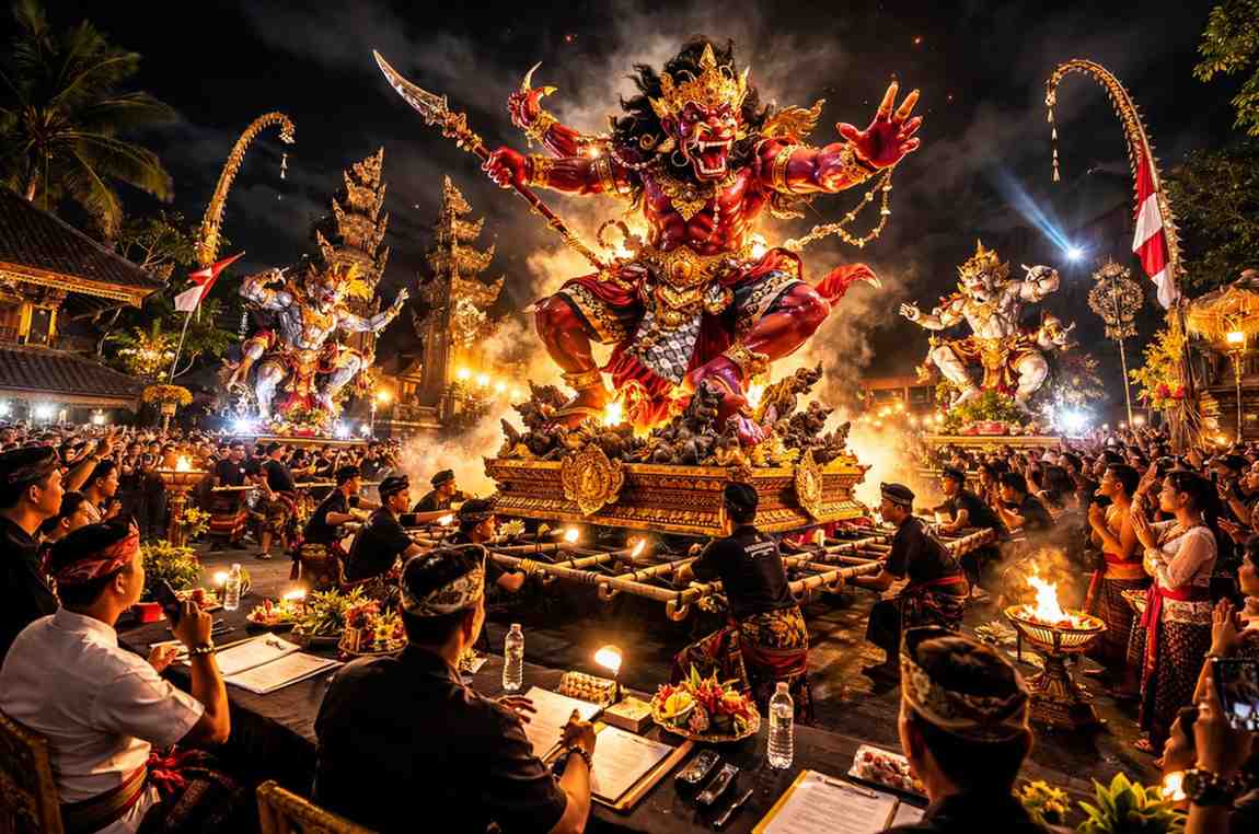 Penilaian ogoh-ogoh Zona 2 Kabupaten Badung 2026 di Banjar Umopoh dengan karya ogoh-ogoh megah dan detail artistik