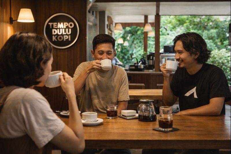 Suasana ngopi santai di Tempo Dulu Kopi setelah rangkaian event