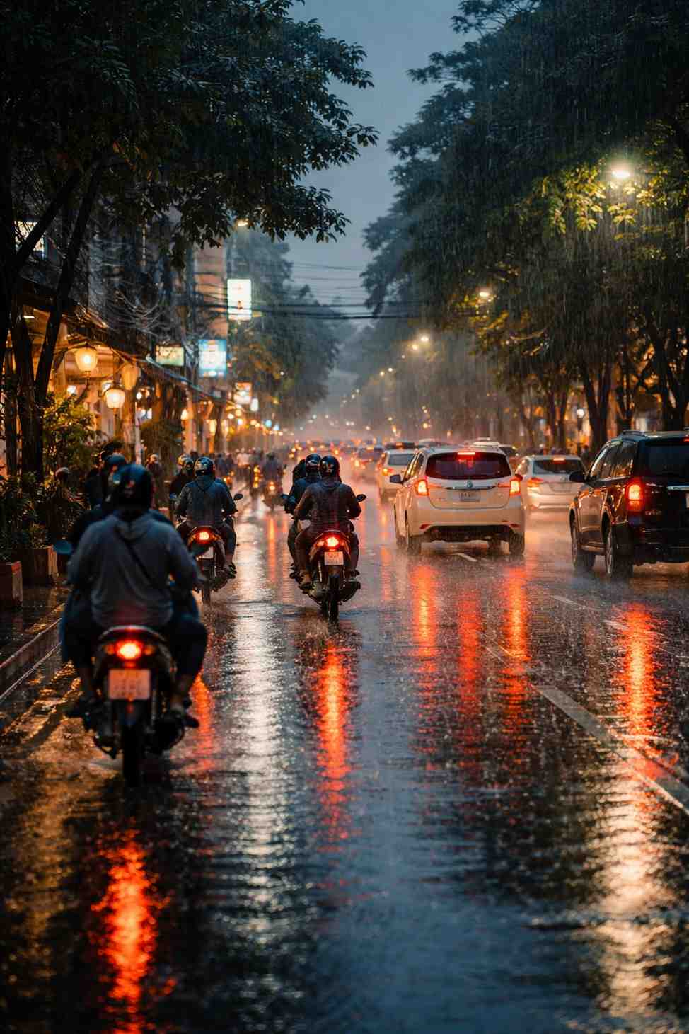 Langit mendung dan jemuran pakaian yang tidak kering akibat hujan berkepanjangan sejak hari Sabtu